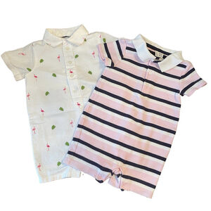 JANIE AND JACK Romper Size 6-12 Months * Boys * Lot Of 2 * Linen / Cotton